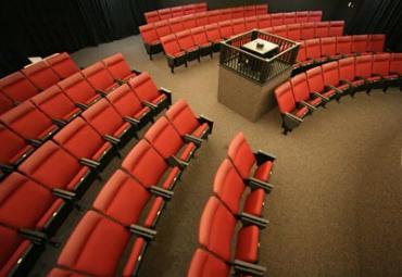 The new theater-type seating, viewed from above