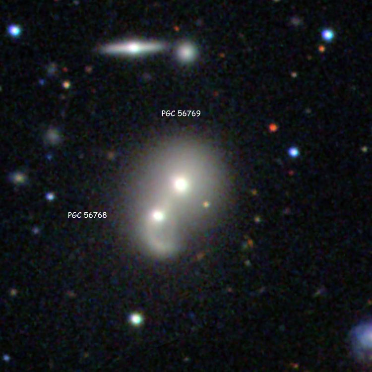 SDSS image of lenticular galaxies PGC 56768 and 56769, which comprise IC 1165